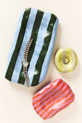 Maya Eline Leroy Striped Ceramic Trinket Dish