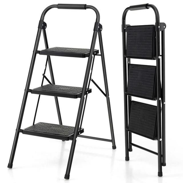 Costway 3 Step Ladder Folding Step Stool 330lbs Capacity w/ Anti-Slip Pedal & Handle