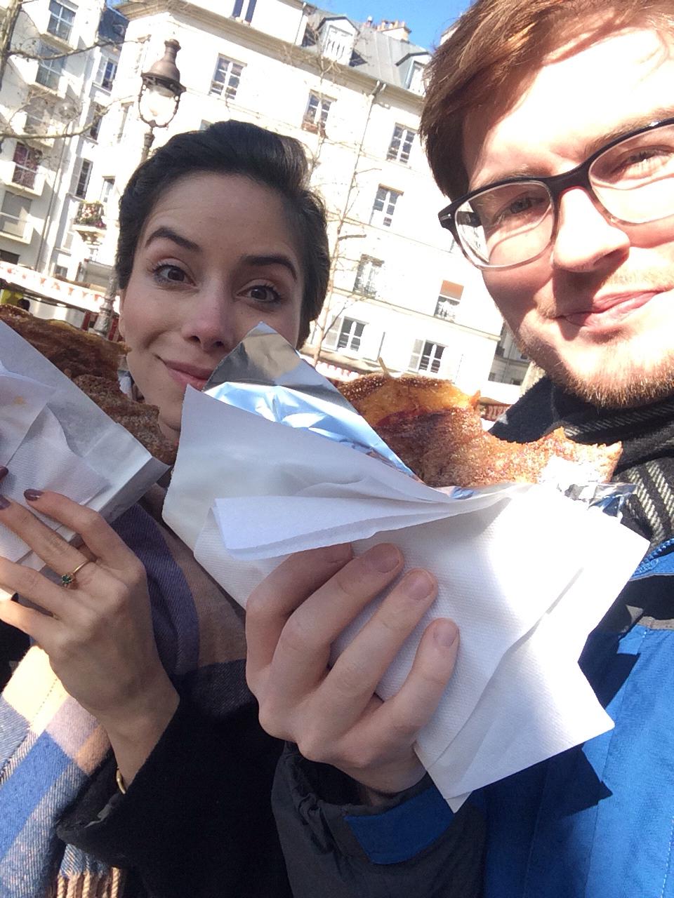 Eating crepes in Montmartre, Paris. 2015