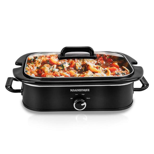 4-Quart Slow Cooker with Casserole Manual Warm Setting - Perfect Kitchen Small Appliance for Family Dinners, Dishwasher Safe Crock, Black