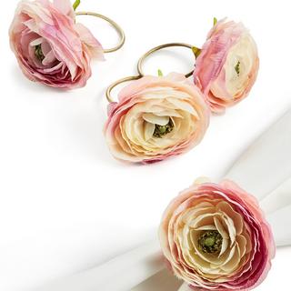 Martha Stewart Collection - English Garden Artificial Ranunculus Napkin Ring, Set of 4