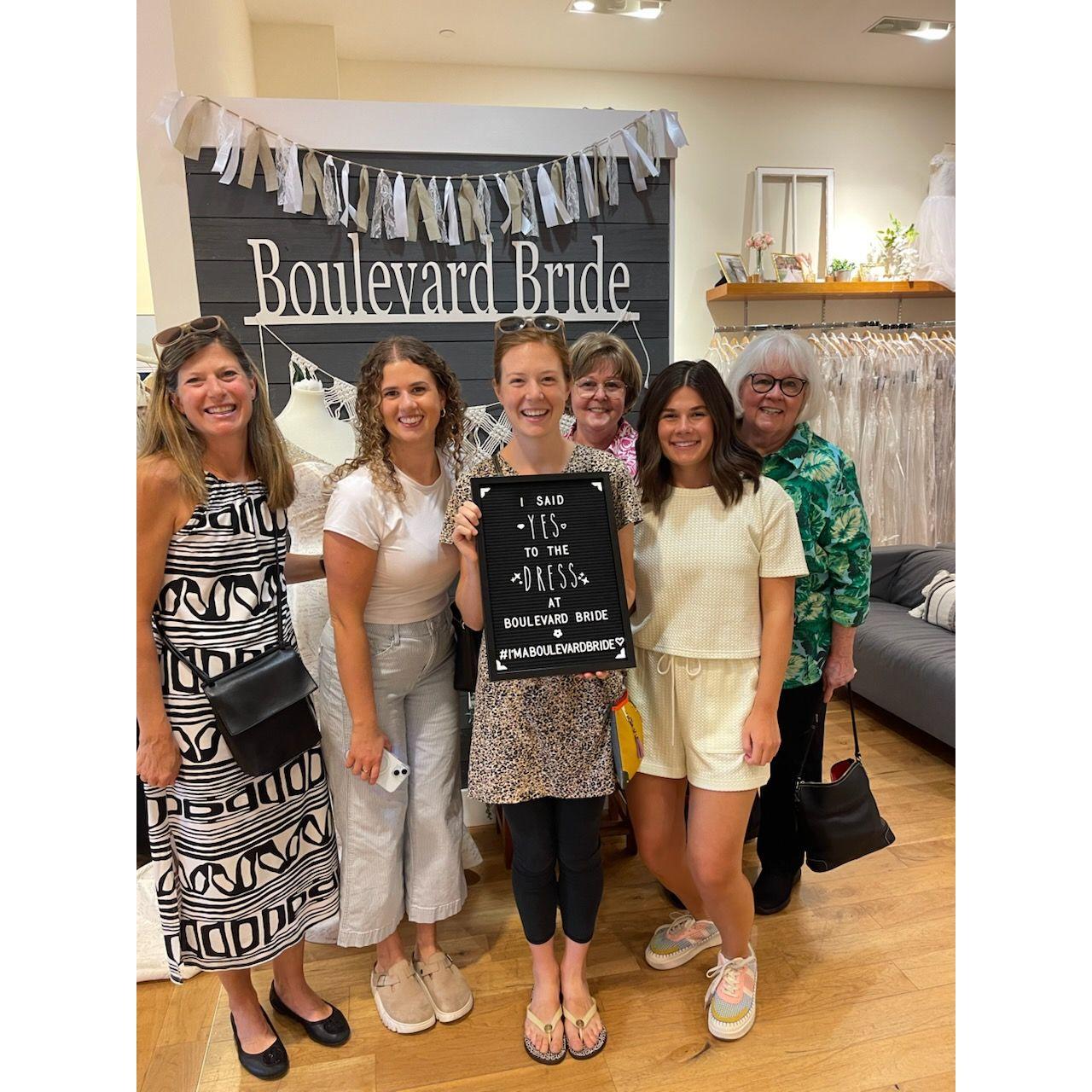 Sydney said yes to the dress with her family and friends there to support her!