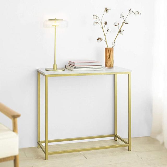 Haotian FSB29, Console Table Side Table End Table Hall Table Living Room Table (Golden)