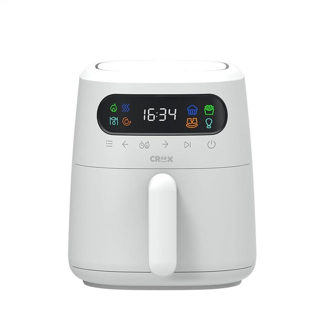 CRUX x Marshmello 3.0 QT Digital Air Fryer with TurboCrisp Technology, Touch Screen Temperature Control, Timer and Auto Shut-off, Fully Programmable, Silicone Cupcake Molds Included, White