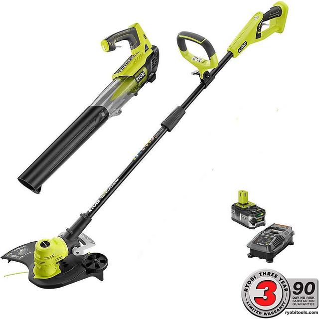 Ryobi 18V Li-Ion Cordless 13" String Trimmer/Edger and Jet Fan Blower Combo Kit with Battery and Charger