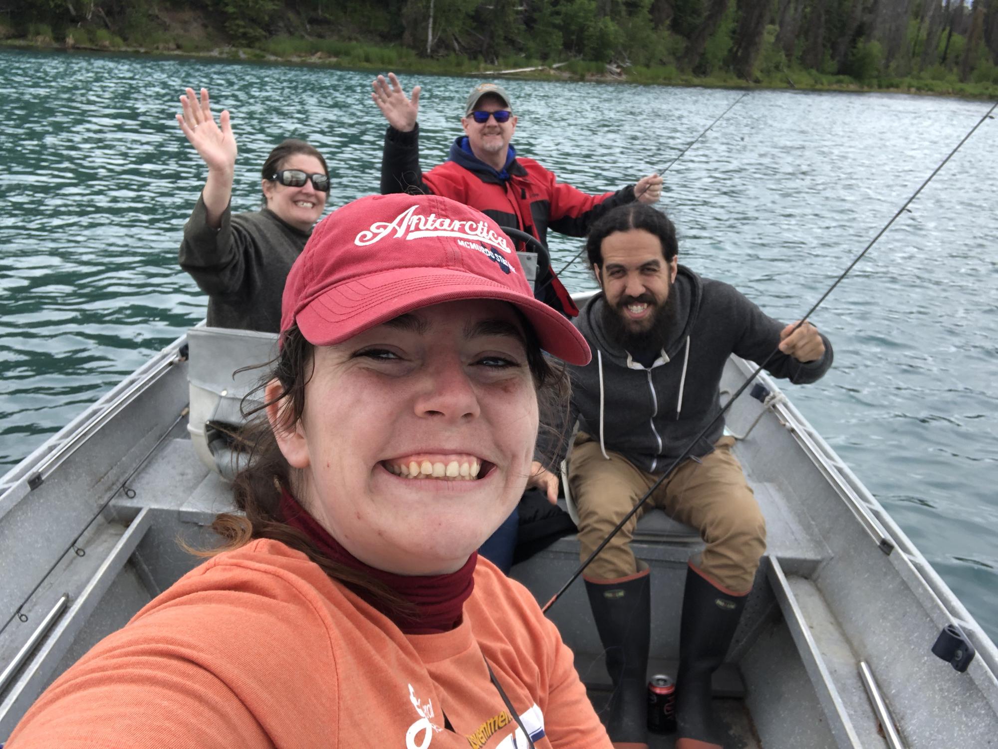 Tasha, Morgan, Stephanie and Stacy Scheevel fishing on the Kenai