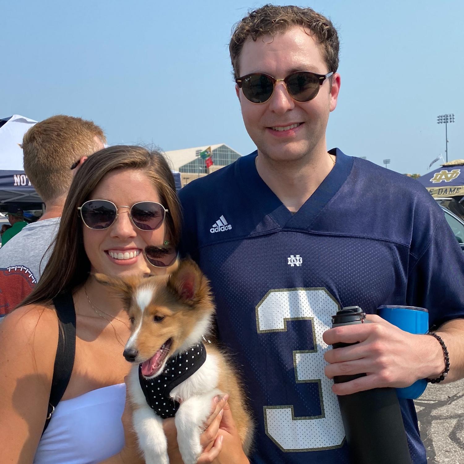 Our first Notre Dame Game with Winnie, 2022