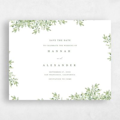 Green Fall Wedding Save the Date - Lugano Landscape