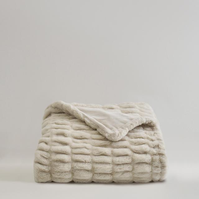 Textured Faux Fur Throw