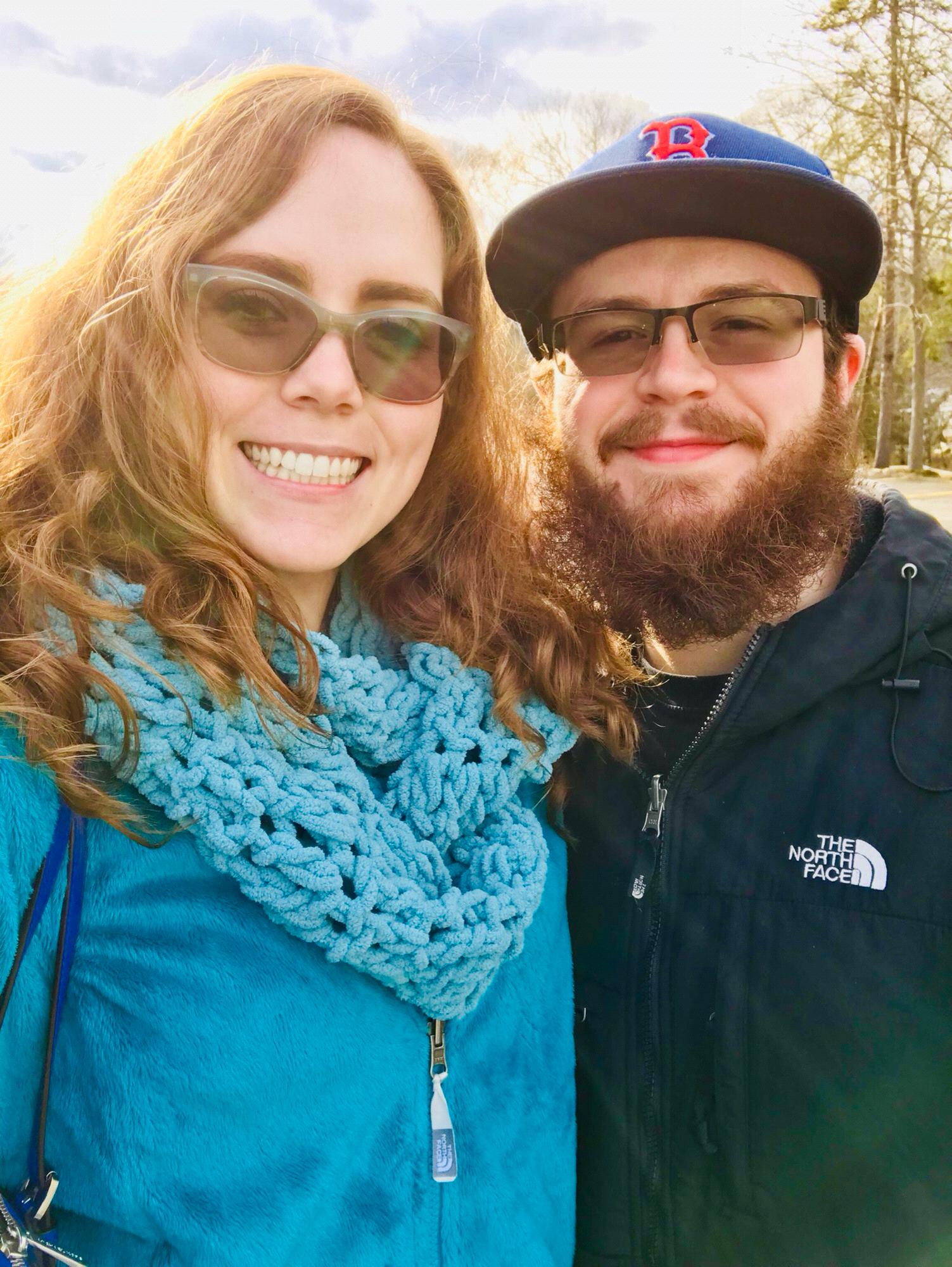 Enjoying the winter sunshine on Liana's Birthday in March 2018.