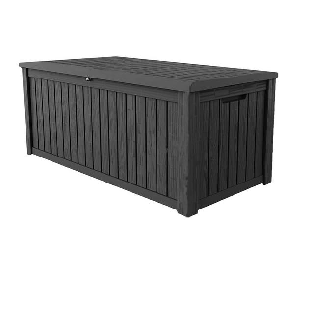 TARKARI 150 Gallon Lockable Resin Deck Box, Waterproof & UV-Resistant Outdoor Storage Box for Outdoor Cushion Storage and Outdoor Delivery Storage, Black