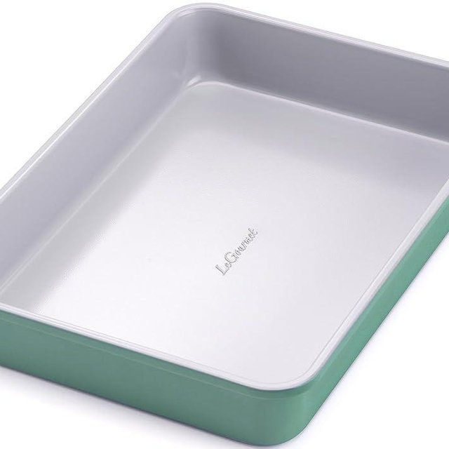 LeGourmet Nonstick Rectangle Baking Pan 9x13 Inch, Ceramic Coating, Non-Toxic, Rust Resistant Aluminized Steel, Perfect Baking Dish for Brownie Cake, Roasting, Lasagna - Rosemary