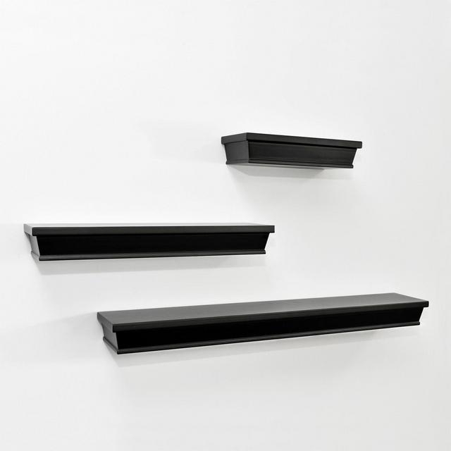 Wall Solutions Ledge 3-Piece Shelf Set in Black