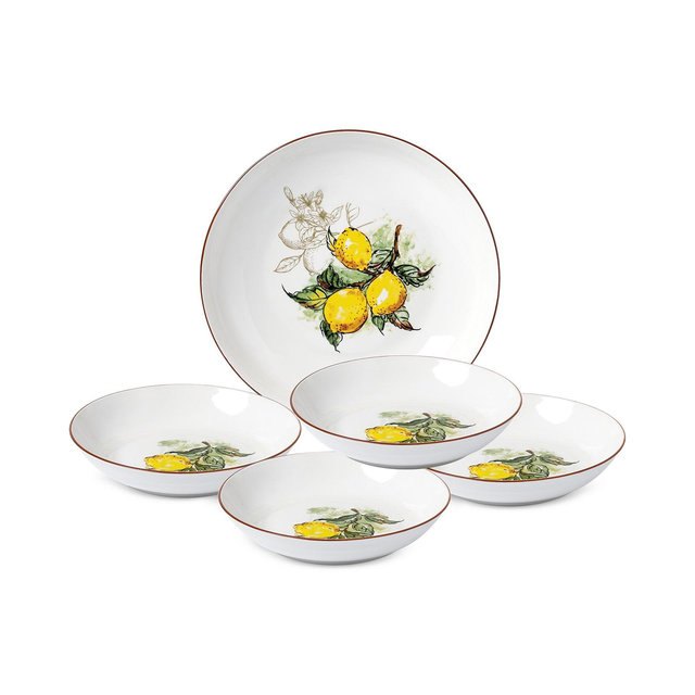 Lorren Home Trends Lemon 5-Pc. Pasta/All-Purpose Bowl Set