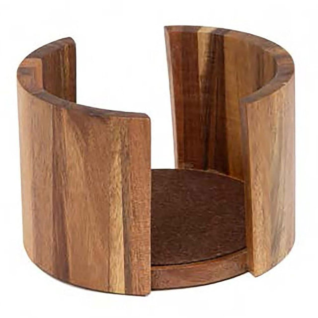 Thirstystone Natural Acacia Wood Coaster Holder Holds 4" Round Coasters