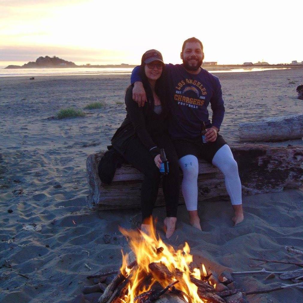 Relaxing on the beach in Crescent City, CA after a fun day in the Redwood forest...
