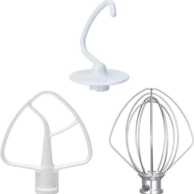 Mixer Kit Includes K45DH Dough Hook, K45WW Wire Whip and K45B Coated Flat Beater, 3 Pieces Stainless Steel Stand Mixers Repair Set Compatible with KSM150