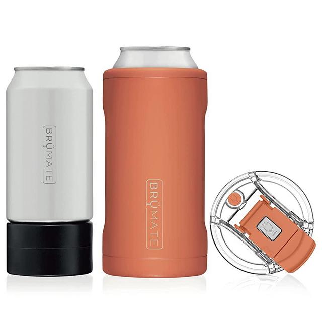 BrüMate HOPSULATOR TRíO 3-in-1 Stainless Steel Insulated Can Cooler, Works With 12 Oz, 16 Oz Cans And As A Pint Glass (Matte Clay)
