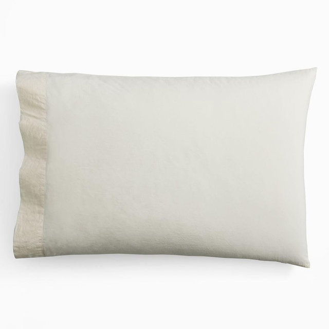 Organic Washed Cotton Sheet Set, King Pillowcase, Set of 2, Ivory