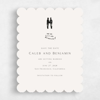Beige Scalloped Wedding Save the Date - Dunluce Suits