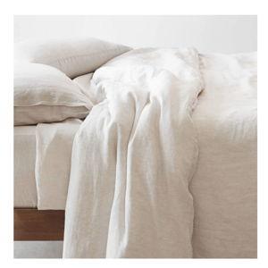 Stonewashed Linen Duvet Cover in Sand Thin Stripe - King