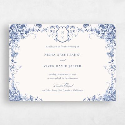 Dark Cobalt, Blue Wedding Invitation - Hattaway Landscape
