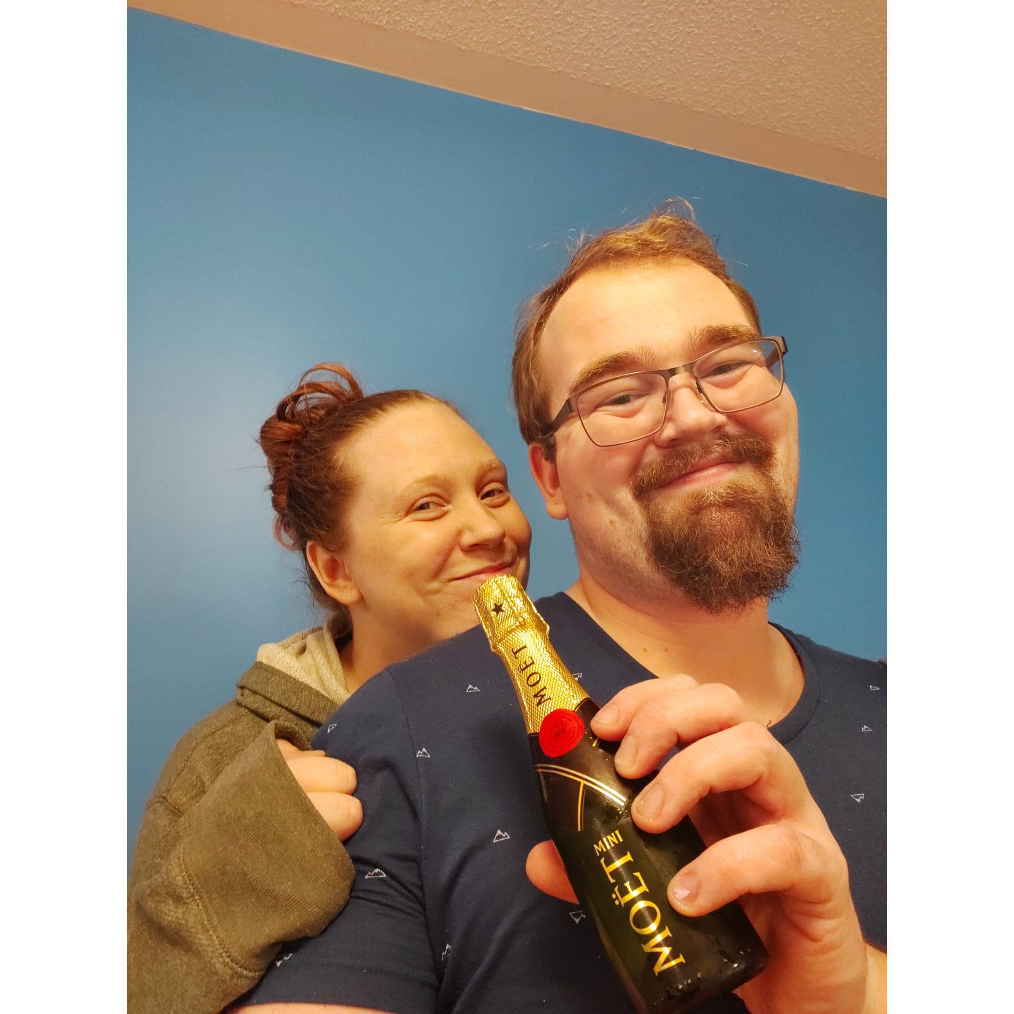 Proud new homeowners after a lonnnnnng day of painting!