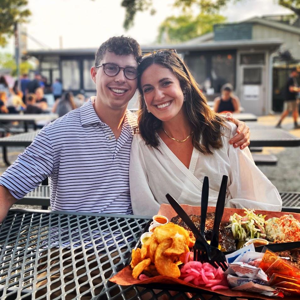 Chowing down at Lewis BBQ. (Yeah, we know it looks amazing. See recommendations tab).