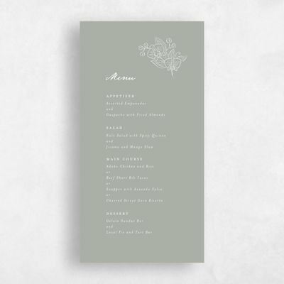 Pale Sage, Green Wedding Menu - Orchidea