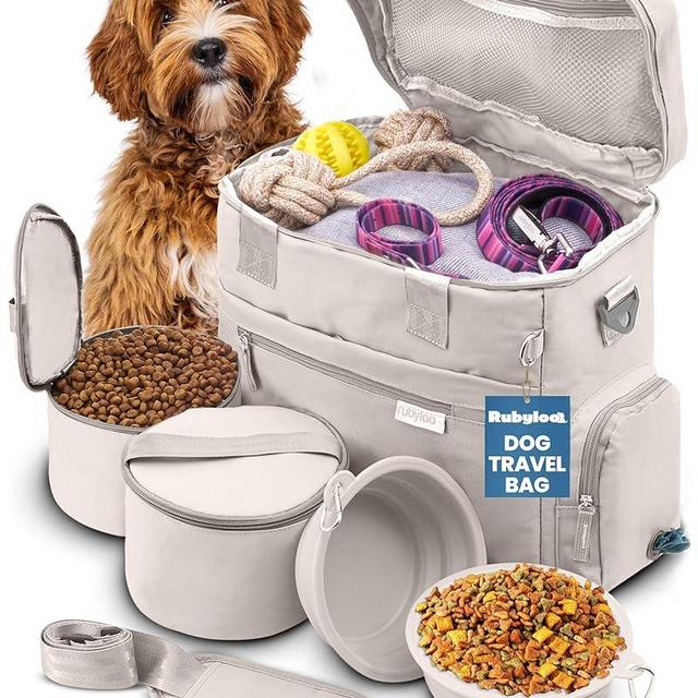 rubyloo The Original Doggy Bag - Dog Travel Bowl Bag for Supplies - Ultimate Gift for Dog Owners - Includes 2 BPA-Free Travel Bowls and 2 Food Containers - Pet Travel Kit for Road Trips, Camping, RV