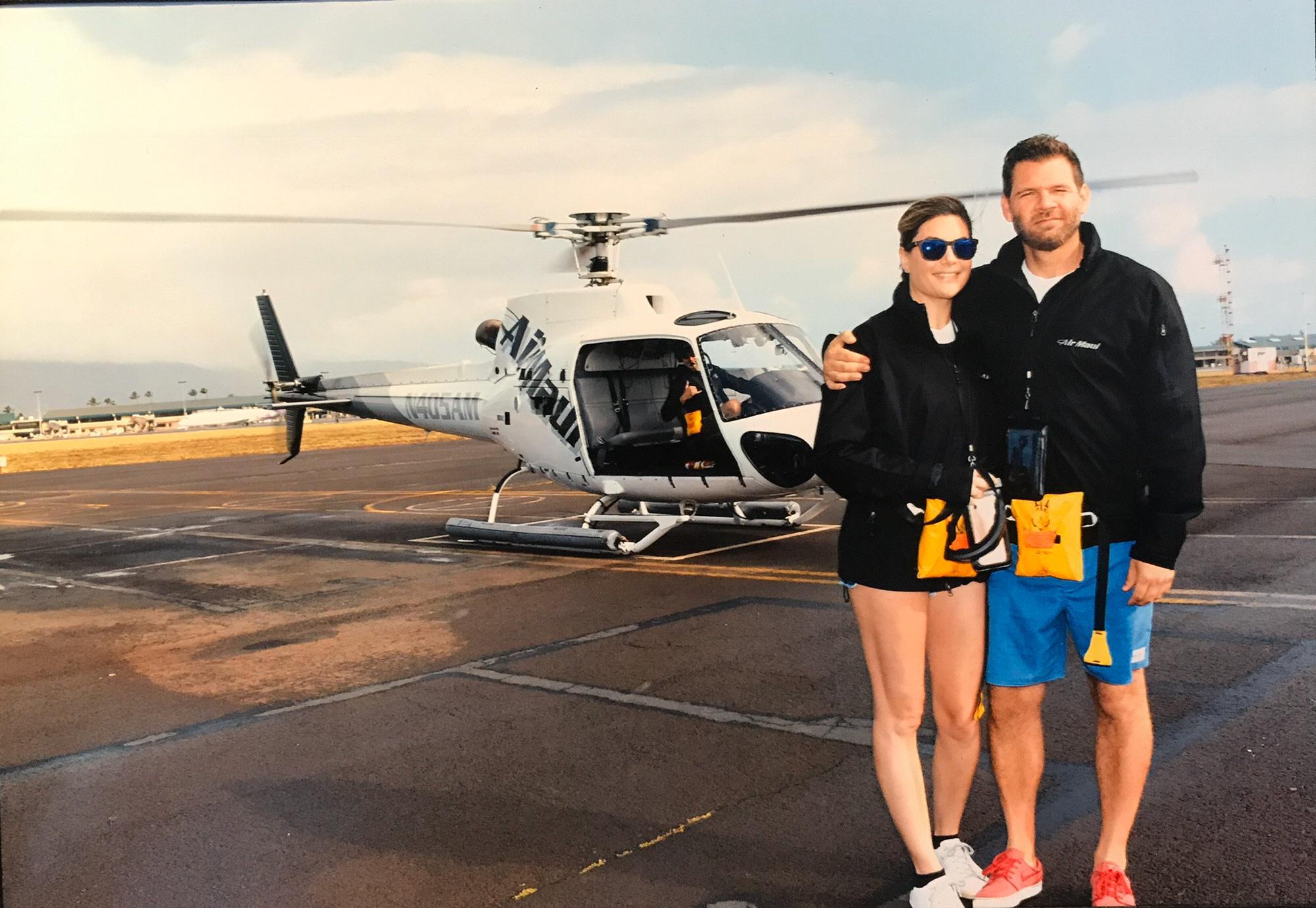 Helicoptering over Maui, 2017.  Well, actually, standing in front of a helicopter in Maui.
