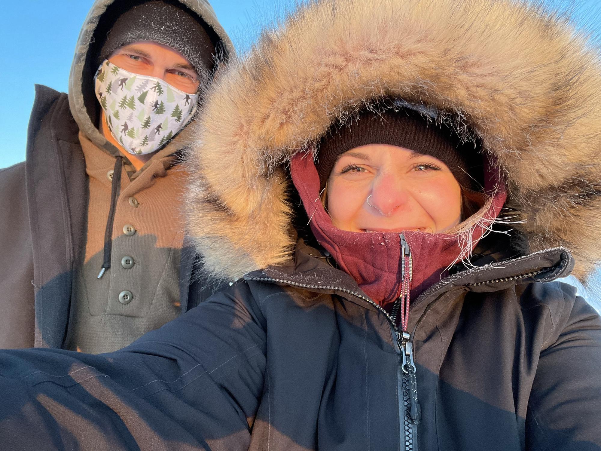 We found the best spot to watch the sunset on the shortest day of the year! It was -30 mid day and the sun set around 2pm. It took under 5 minutes out of the car for the frost to start forming!
