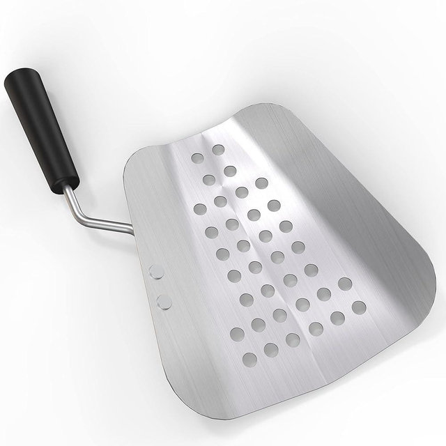 Poppy's Large Aluminum Popcorn Scoop - Kernel Sifting Speed Scoop for Commercial and Home Use