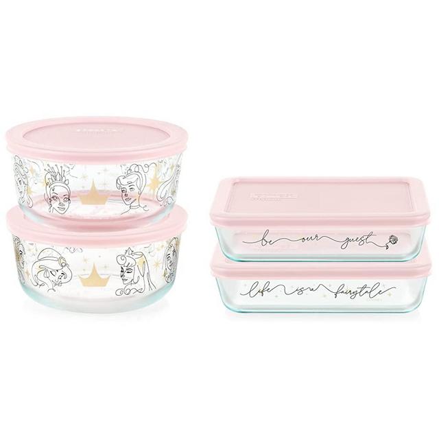 Pyrex Disney Princess Characters Decorated Glass Storage Set, 8 Piece