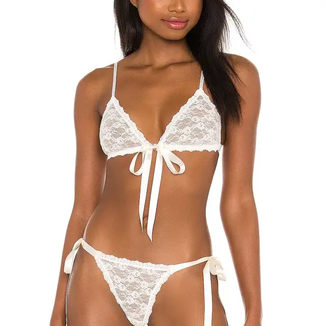 Peek-a-Boo Lace Tie Front Bralette