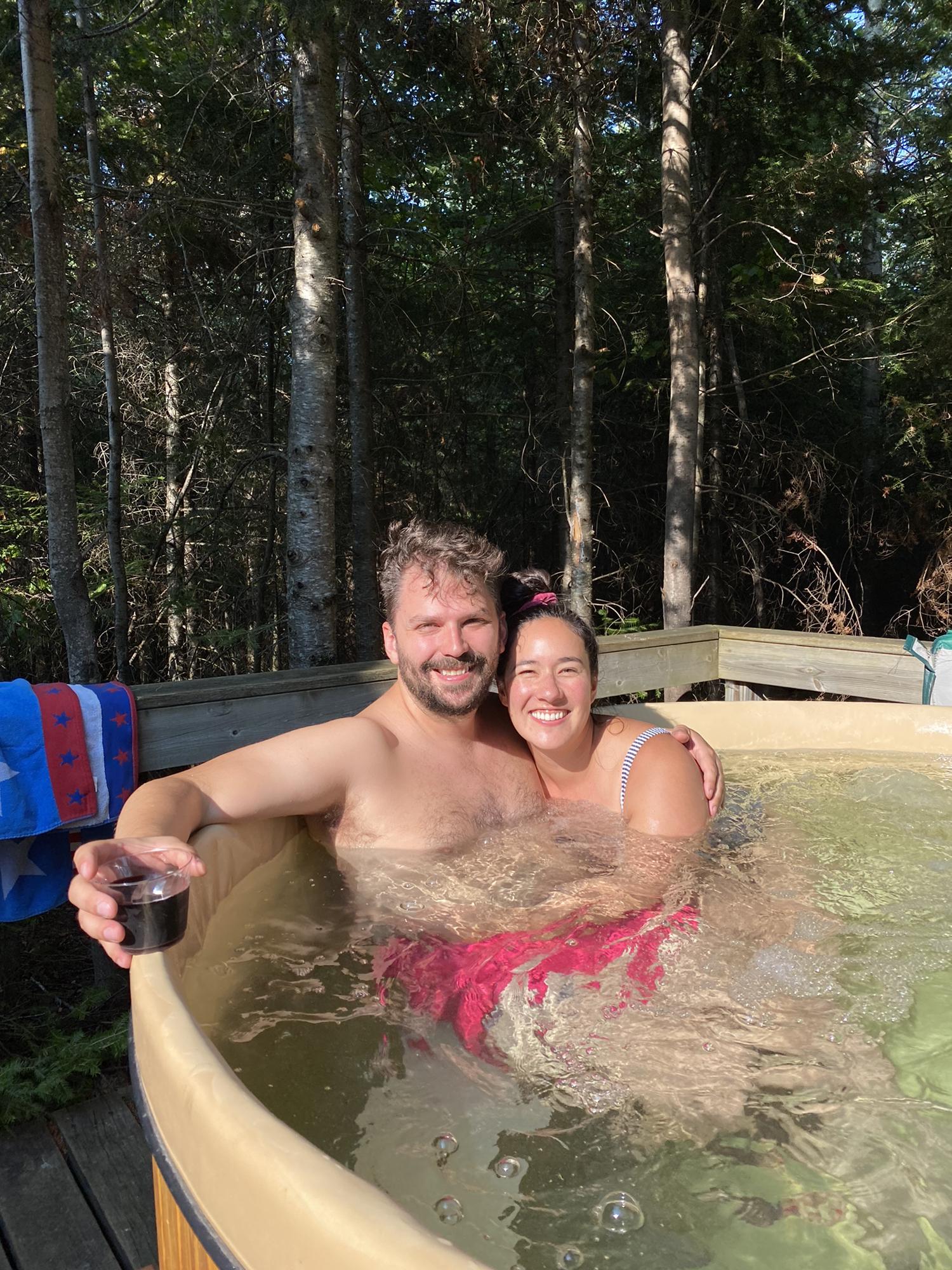 Hot tub at the cabin in Minnesota