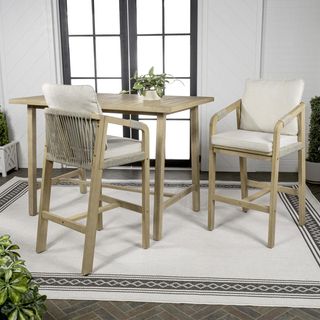Porto Modern Coastal 3-Piece Outdoor Bar Set