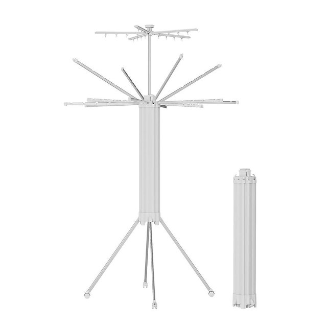JOOM 4 Legs Double Layer Clothes Drying Rack, Garment Rack Portable and Foldable Space Saving Laundry Drying Rack - Drying Rack Clothing Floor Folding Balcony Bedroom Household Aluminum