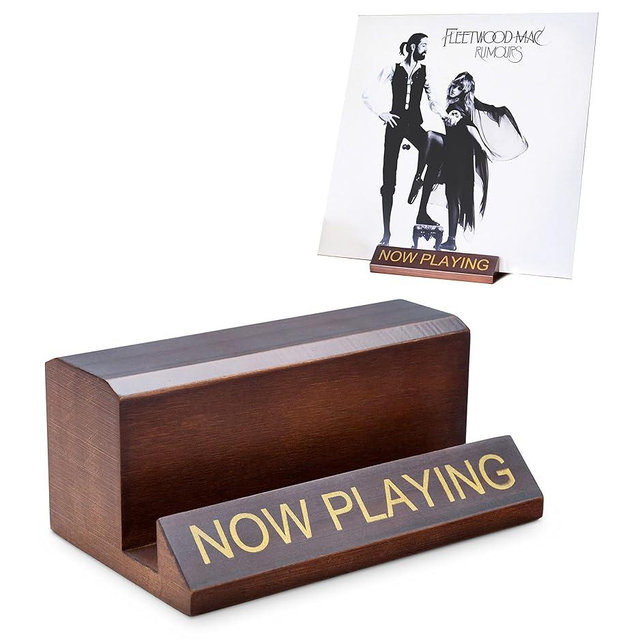 Homella Decor Now Playing Vinyl Record Stand - Wooden Vinyl Record Holder for Albums & Record Decor, Now Spinning Record Stand Vinyl Holder for Turntables & Accessories Gifts For Vinyl Record Lovers!