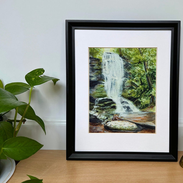 Catawba Falls Watercolor Painting Art Print: North Carolina Landscape