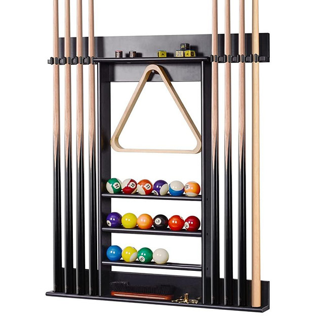 XCSOURCE Pool Cue Rack, Pool Stick Holder Wall Mount, 8 Pool Billiard Stick Holder Wall Billiard Cue Rack, Made of Solid Pine Wood, Pool Table Accessories for Billiard Room or Club (Cue Rack Only)