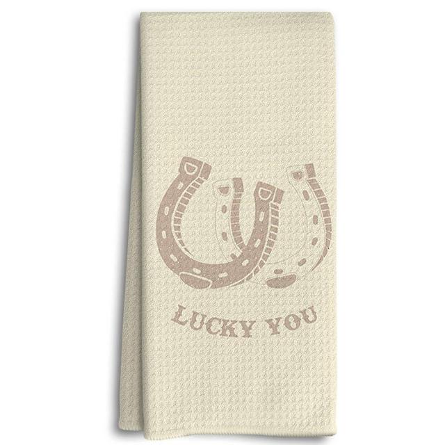 Dwept Lucky You Kitchen Towels, Western Cowgirls Hand Towels, Trendy Preppy Wild West Aesthetic Vintage Horseshoes Bathroom Kitchen Decor Dish Towels Tea Towels for Kitchen, Gifts for Teens Cowgirls