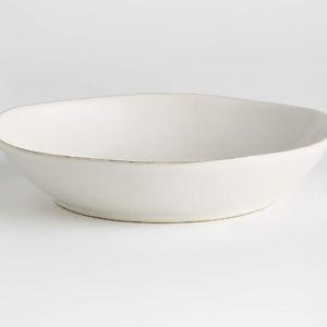 Marin White Stoneware Low Bowl + Reviews | Crate & Barrel