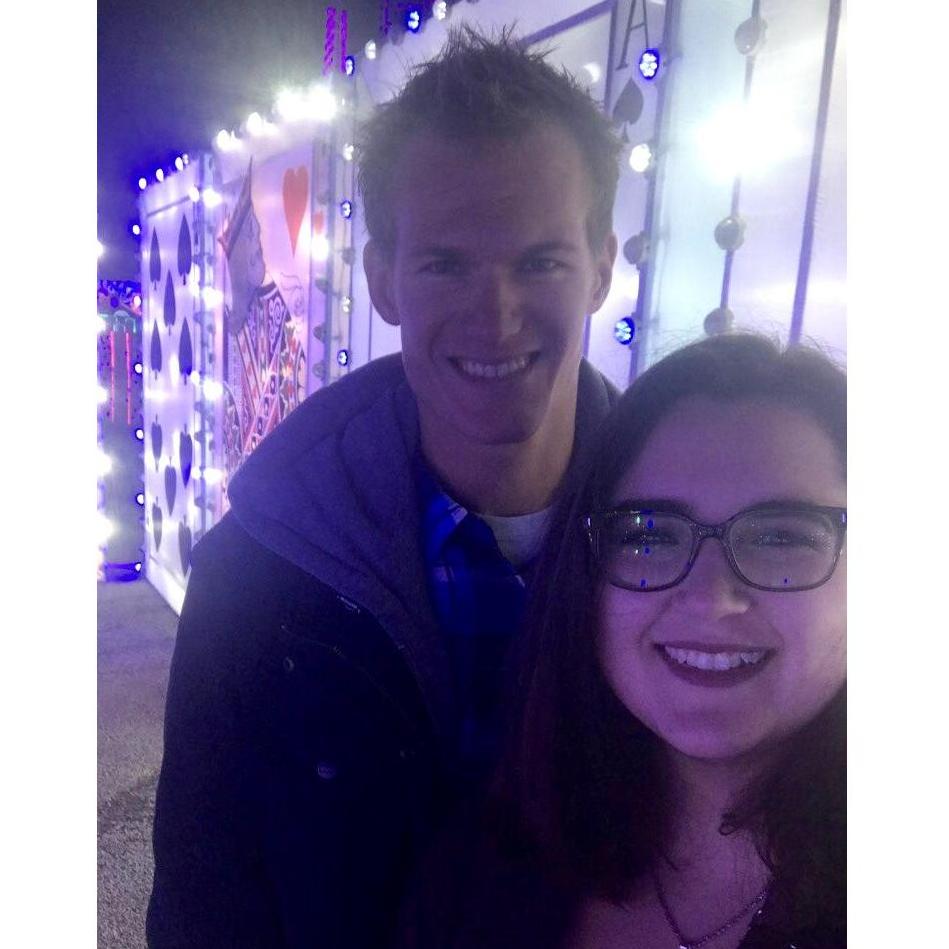 Our first selfie at our first date. Magical Winter Lights.