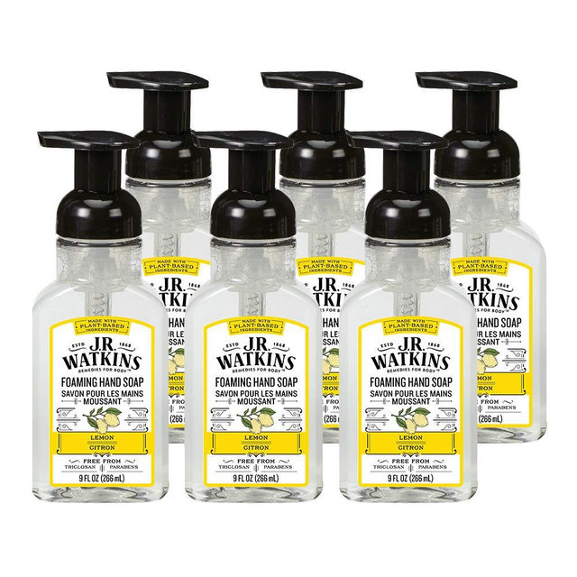 J.R. Watkins Foaming Hand Soap, Lemon, Scented Foam Handsoap for Bathroom or  Kitchen, USA Made and Cruelty Free, 9 fl oz ( Pack Of 6 )