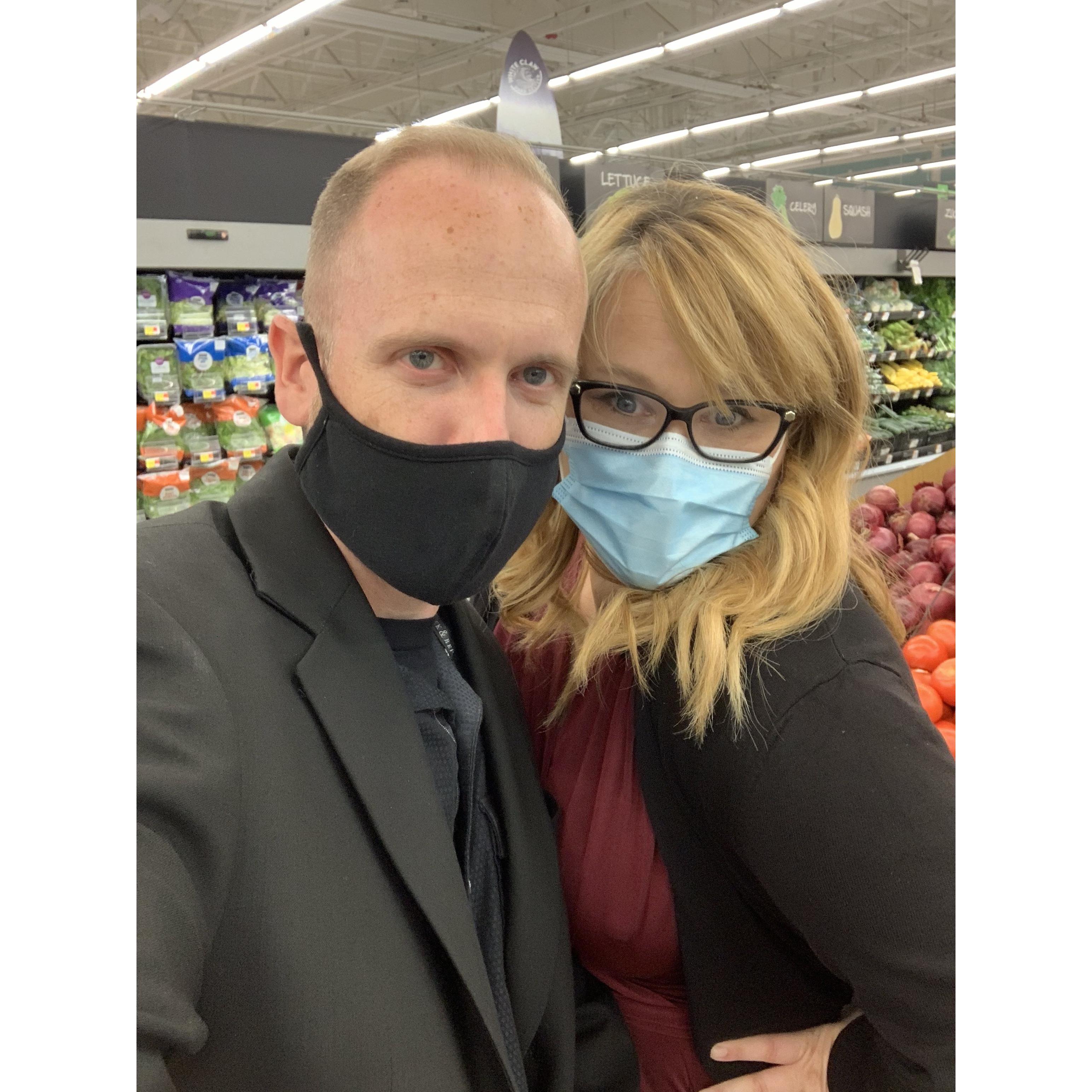 Grocery shopping in style after the wedding.