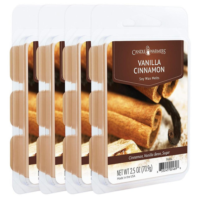 Candle Warmers Etc Classic Wax Melts 2.5oz, Vanilla Cinnamon Fragrance (4-Pack) – Each Pack has x4 2.5 oz Wax Melts and 30 Hours of Fragrance – Perfect for bedrooms, Living Rooms, and bathrooms