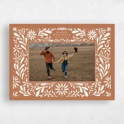 Tuscany, Brown Holiday Card - Garland Landscape