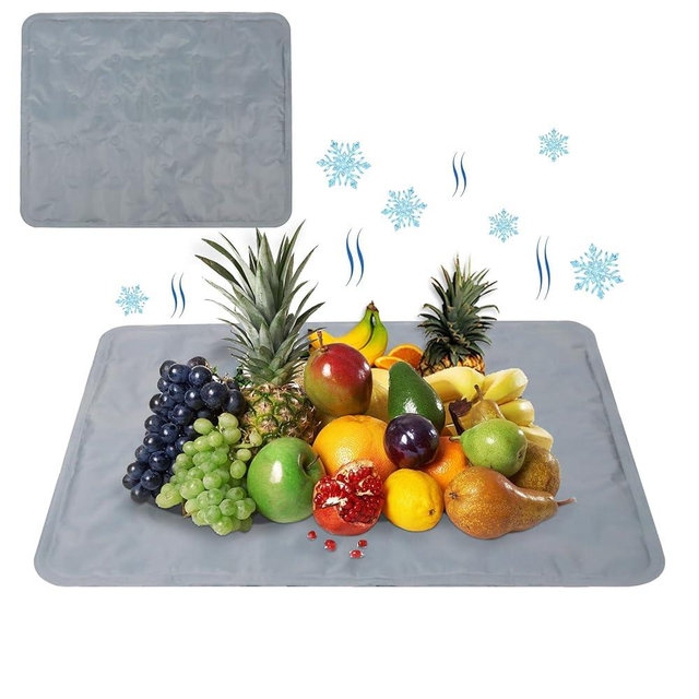 NomadSphere 2 Pcs Large Reusable Freezable Ice Mat for Keeping Food Trays, Cheese Boards, Veggie Plates Fresh and Cold, Charcuterie Chilling Mat for Picnics & Parties, 23.6 x 19.7, Gray