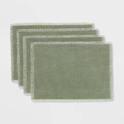 4pk Cotton Stone Washed Placemats Green - Threshold™